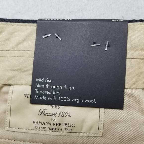 Banana Republic Pants Mens Gray Tapered Soft Virgin Wool Vitale Flannel 120's - Picture 8 of 11